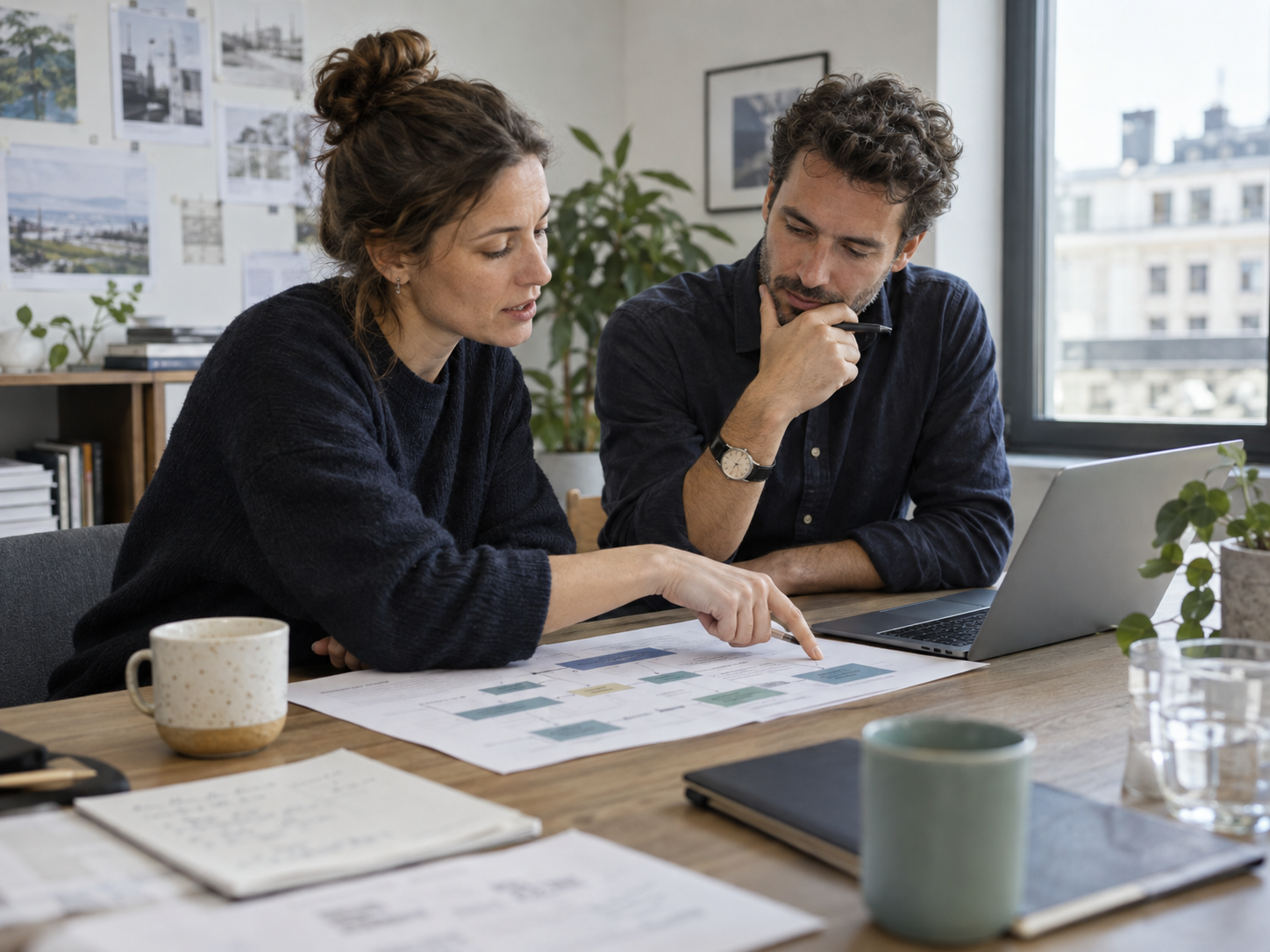 Colleagues planning a service workflow